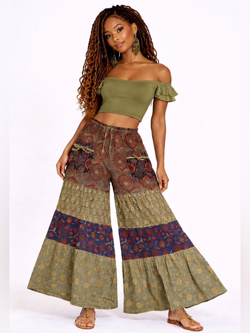 Hippie Forever Handmade Patchwork Palazzo Pants Womens SZ OS Enchanted Fairycore